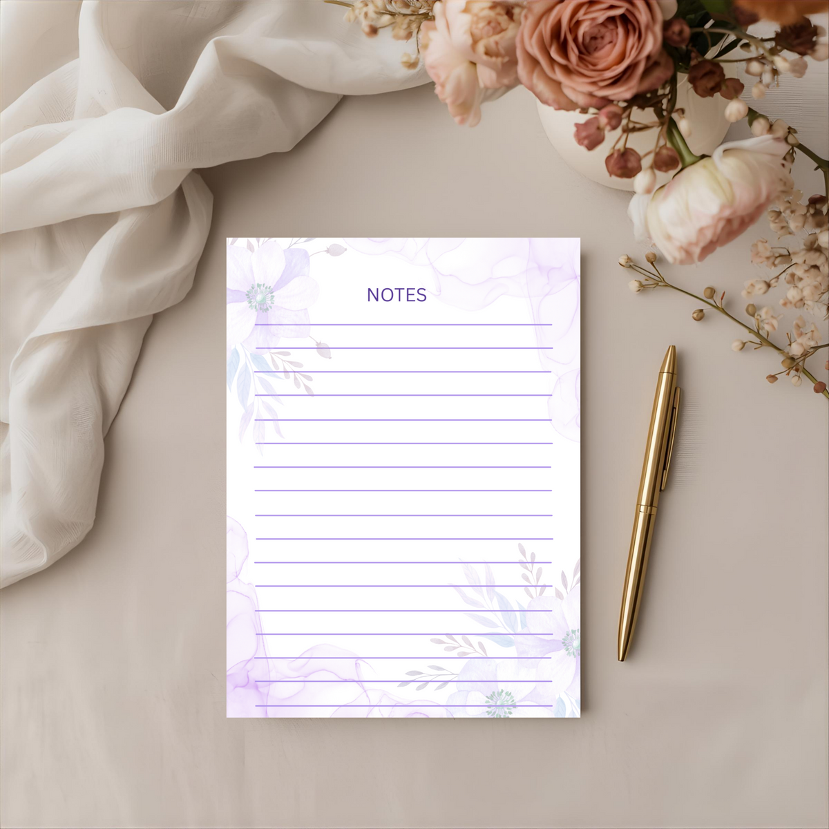 Blush & Lavender botanical Notes Notepad