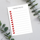 Valentine's Day Love List Notepad
