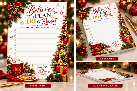 Believe. Plan. Do & Repeat. Christmas Notepad