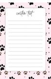 Paw Prints Customized Notes